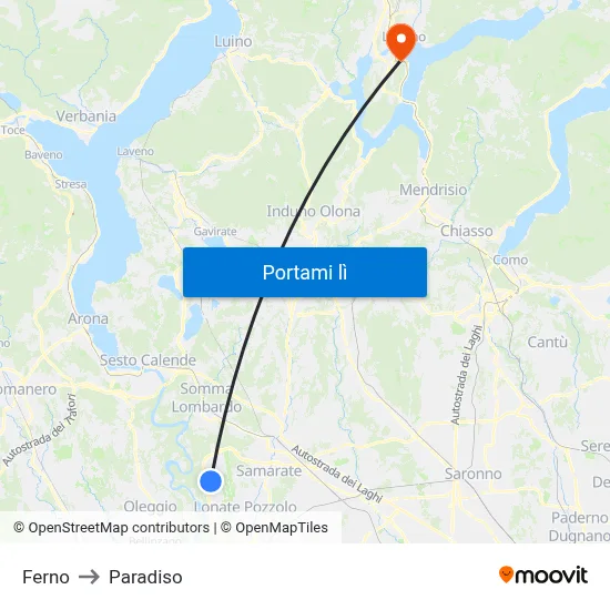 Ferno to Paradiso map
