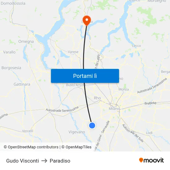 Gudo Visconti to Paradiso map
