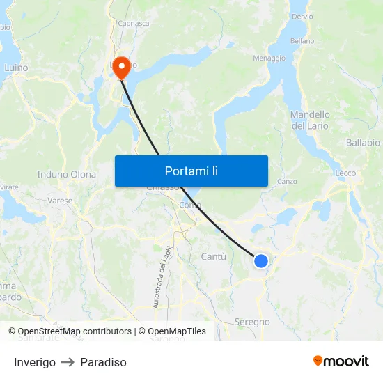 Inverigo to Paradiso map