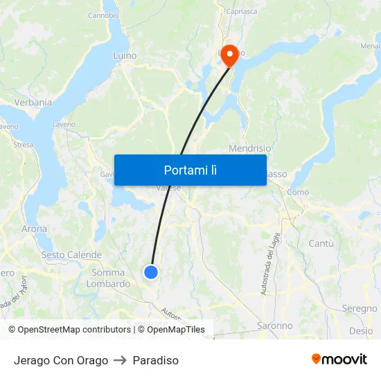 Jerago Con Orago to Paradiso map