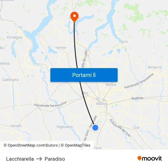 Lacchiarella to Paradiso map