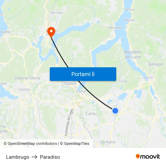 Lambrugo to Paradiso map