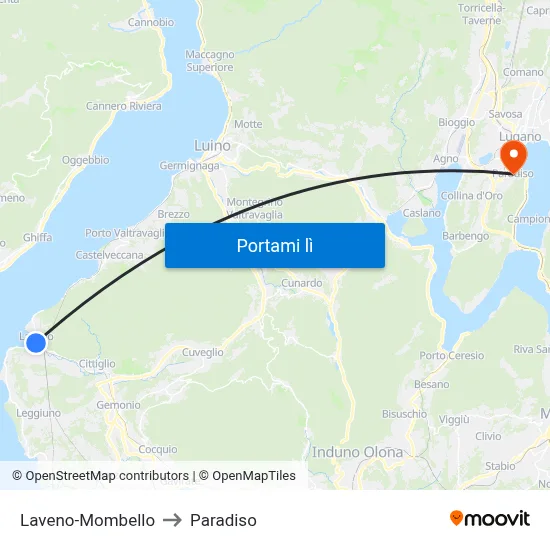 Laveno-Mombello to Paradiso map