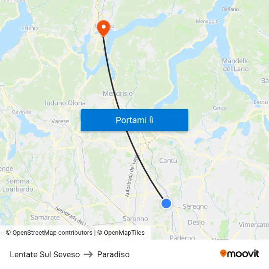 Lentate Sul Seveso to Paradiso map