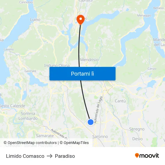 Limido Comasco to Paradiso map