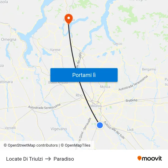 Locate Di Triulzi to Paradiso map