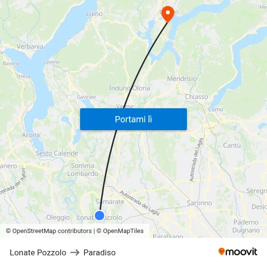 Lonate Pozzolo to Paradiso map