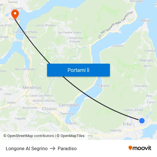 Longone Al Segrino to Paradiso map