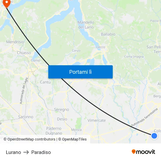 Lurano to Paradiso map