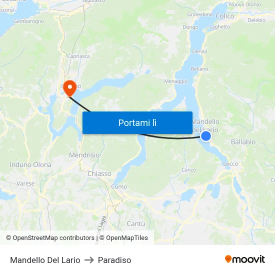 Mandello Del Lario to Paradiso map
