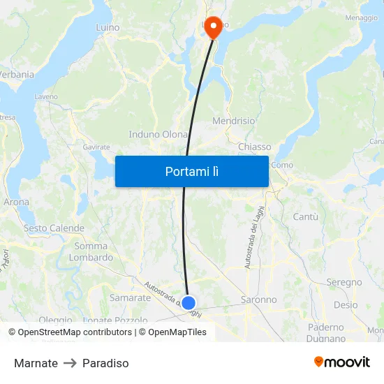 Marnate to Paradiso map