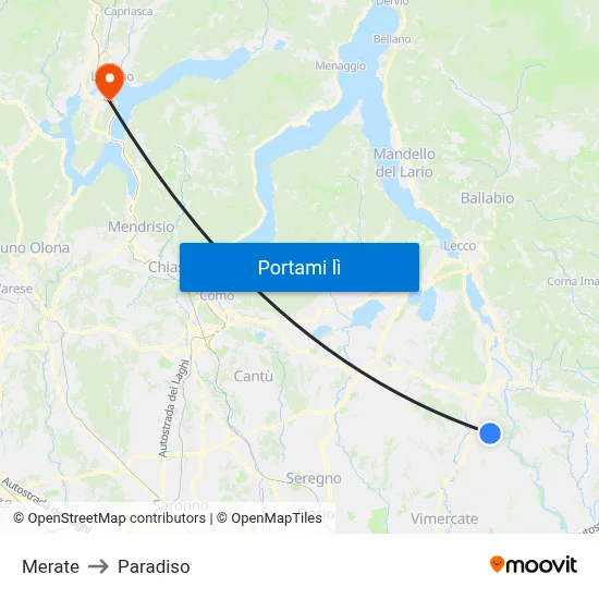Merate to Paradiso map