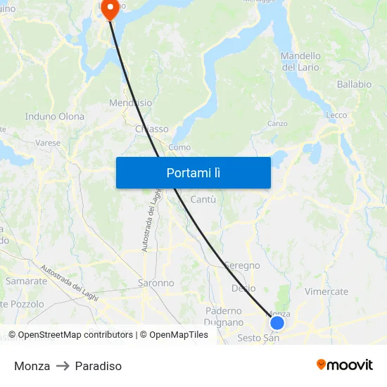 Monza to Paradiso map