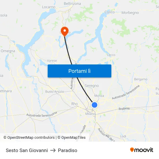 Sesto San Giovanni to Paradiso map