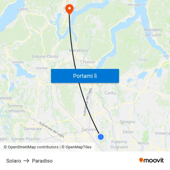 Solaro to Paradiso map