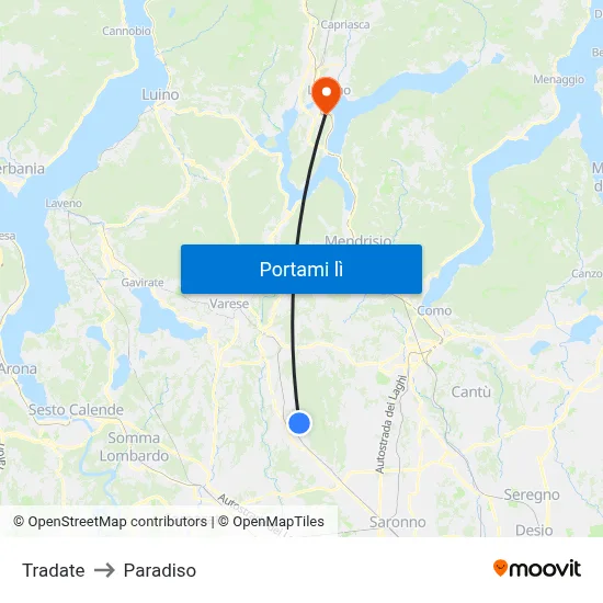 Tradate to Paradiso map