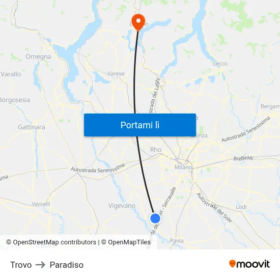 Trovo to Paradiso map