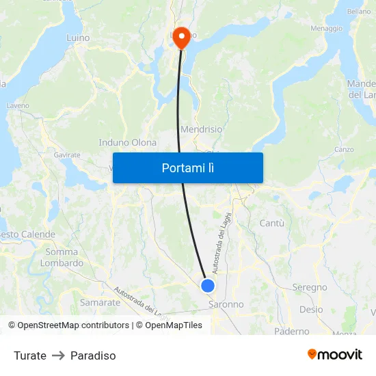 Turate to Paradiso map