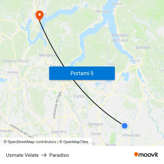 Usmate Velate to Paradiso map