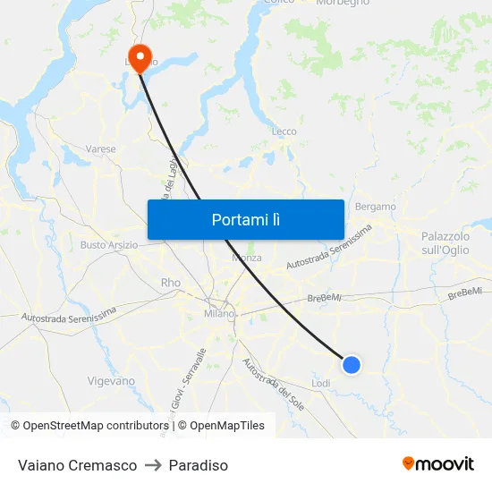 Vaiano Cremasco to Paradiso map