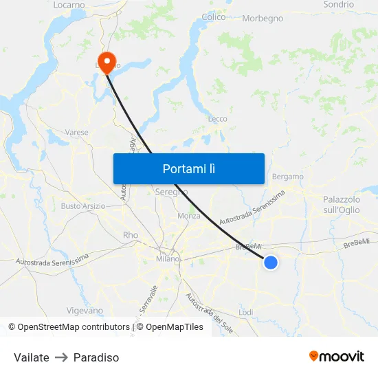 Vailate to Paradiso map