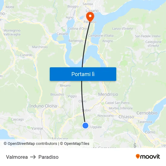 Valmorea to Paradiso map