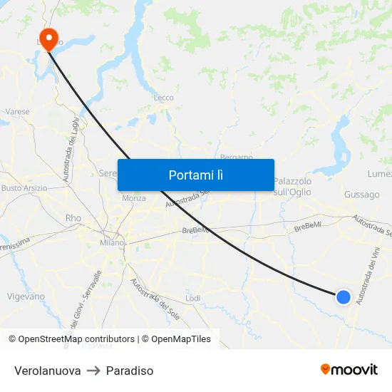 Verolanuova to Paradiso map