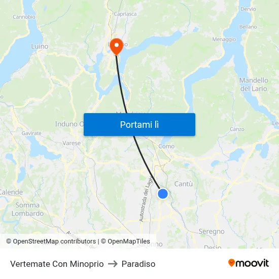Vertemate Con Minoprio to Paradiso map