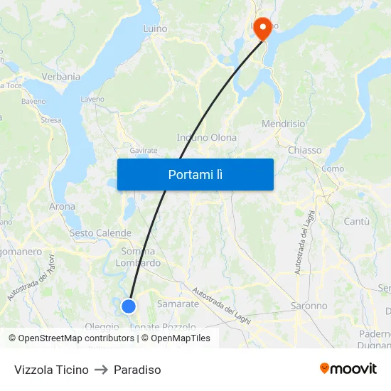 Vizzola Ticino to Paradiso map