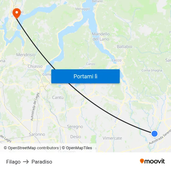 Filago to Paradiso map