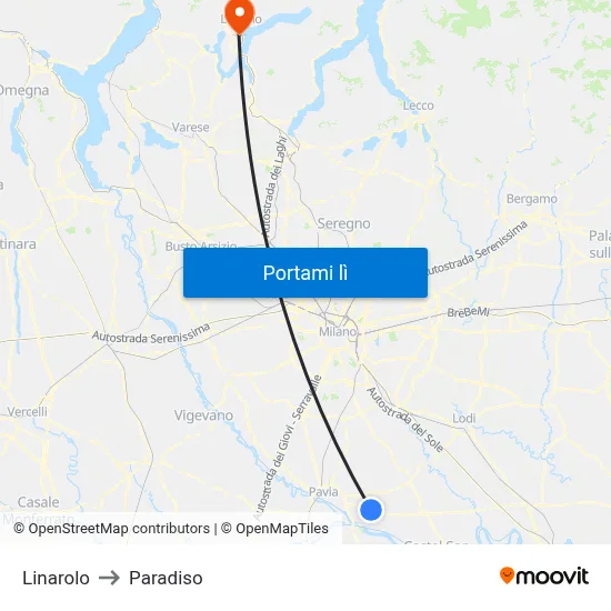 Linarolo to Paradiso map