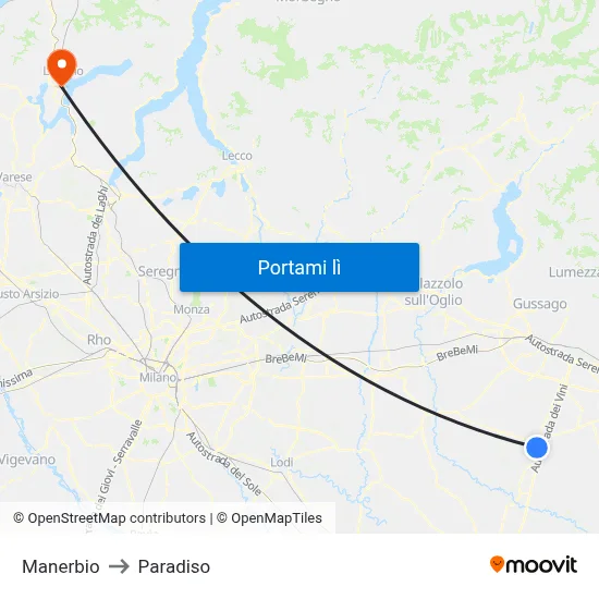 Manerbio to Paradiso map