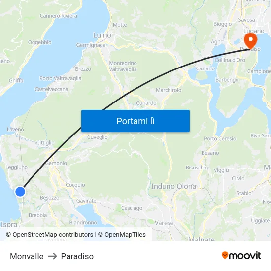 Monvalle to Paradiso map