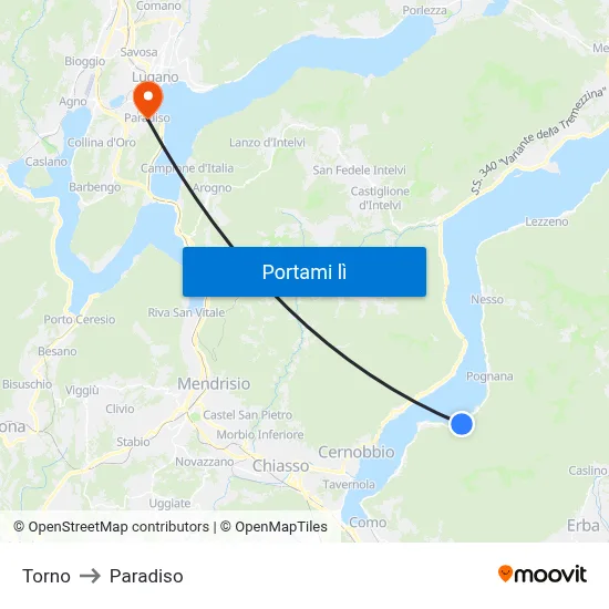 Torno to Paradiso map
