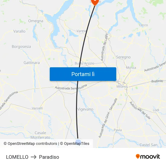 LOMELLO to Paradiso map