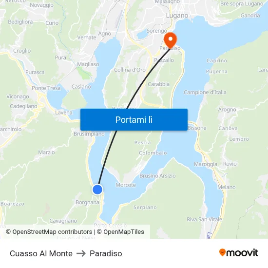 Cuasso Al Monte to Paradiso map