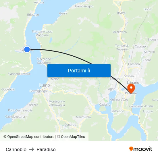 Cannobio to Paradiso map