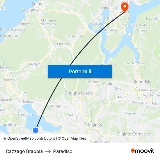 Cazzago Brabbia to Paradiso map