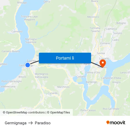 Germignaga to Paradiso map