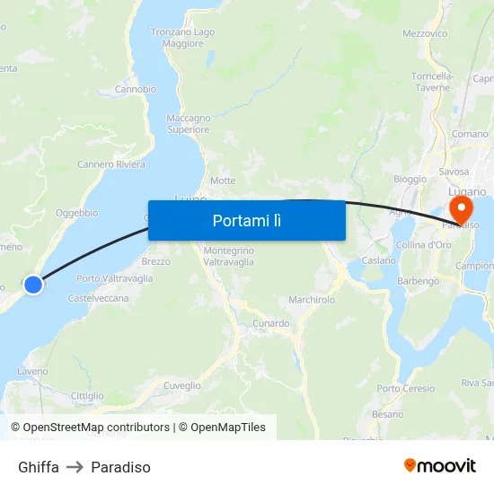 Ghiffa to Paradiso map