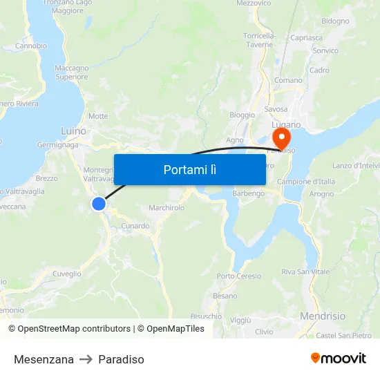 Mesenzana to Paradiso map