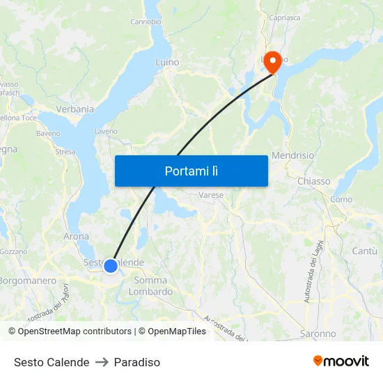 Sesto Calende to Paradiso map