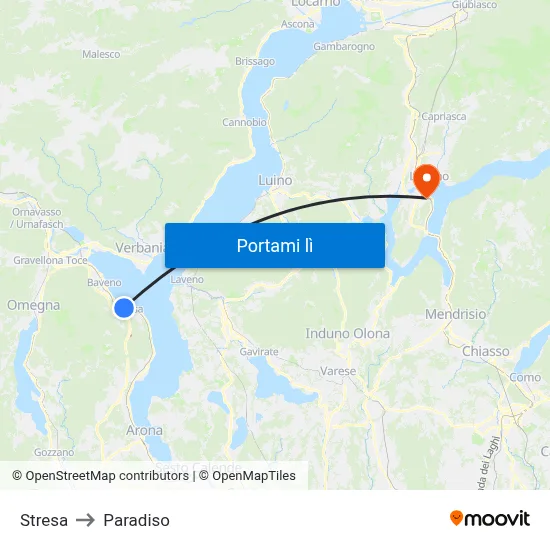 Stresa to Paradiso map