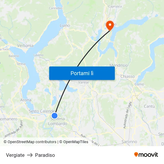 Vergiate to Paradiso map