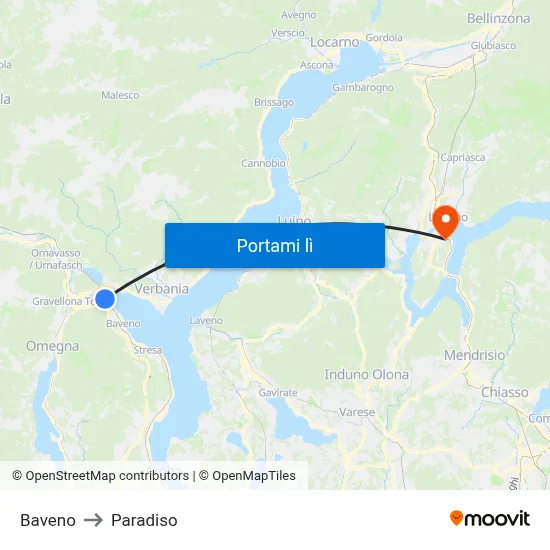 Baveno to Paradiso map