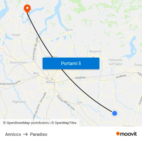 Annicco to Paradiso map