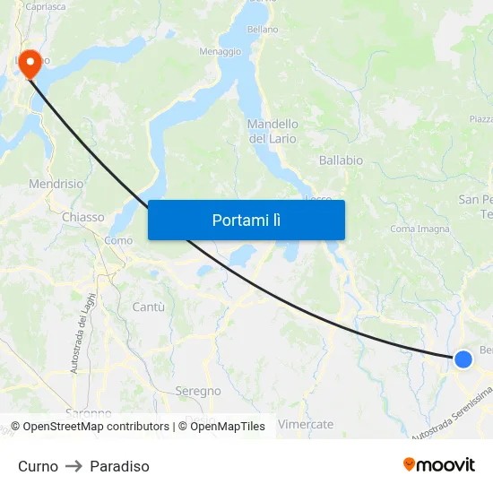 Curno to Paradiso map
