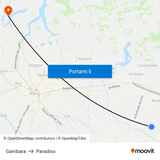 Gambara to Paradiso map