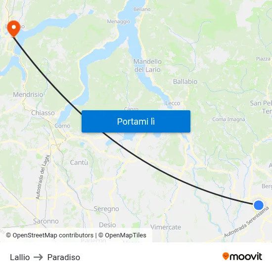 Lallio to Paradiso map
