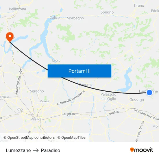 Lumezzane to Paradiso map